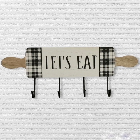 Hanging Hook Rack Multi Use Rack Black White Buffalo Check Plaid 7 in X 17 in - Picture 1 of 8